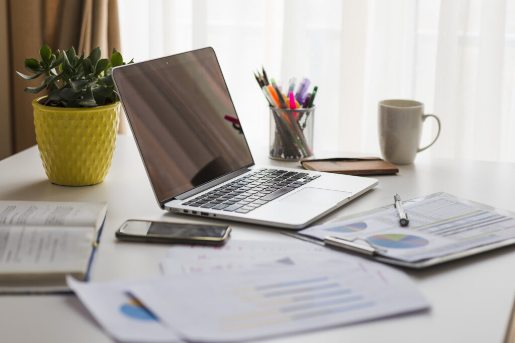 a laptop on a desk